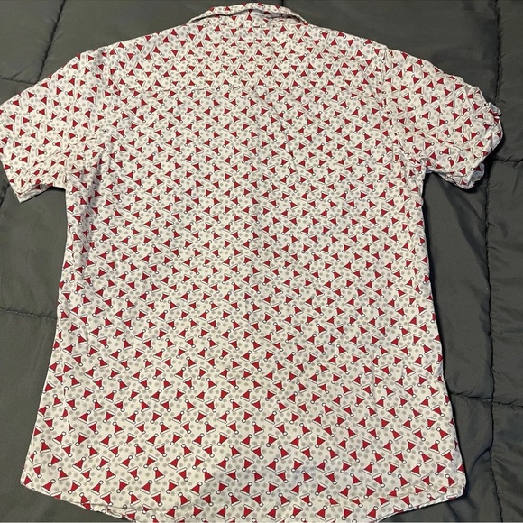MONUMENT, Size Small, Red, White, Grey Christmas Hats Short Sleeve Shirt - Picture 5 of 5
